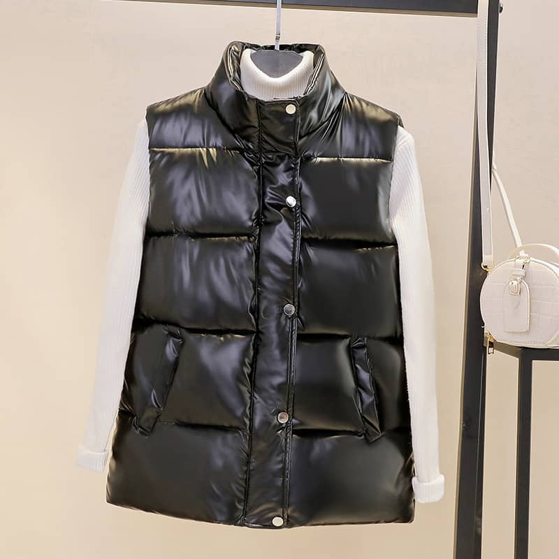 black women's puffer vest